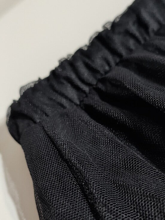 Bobeau Black Lace-Trim A-Line Midi Skirt Women's Medium