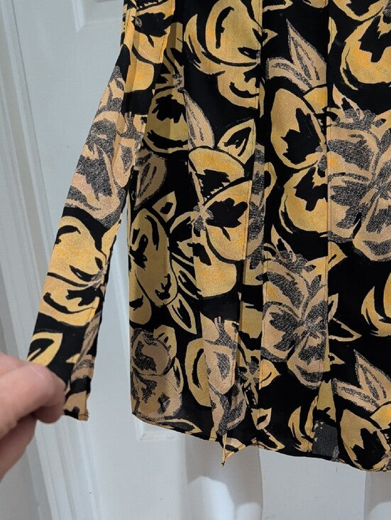 Who What Wear Black & Gold Floral Circle Skirt Cut-Out Pleaded Panels Women's 4