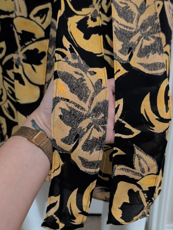 Who What Wear Black & Gold Floral Circle Skirt Cut-Out Pleaded Panels Women's 4