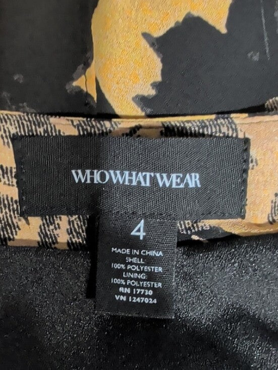 Who What Wear Black & Gold Floral Circle Skirt Cut-Out Pleaded Panels Women's 4