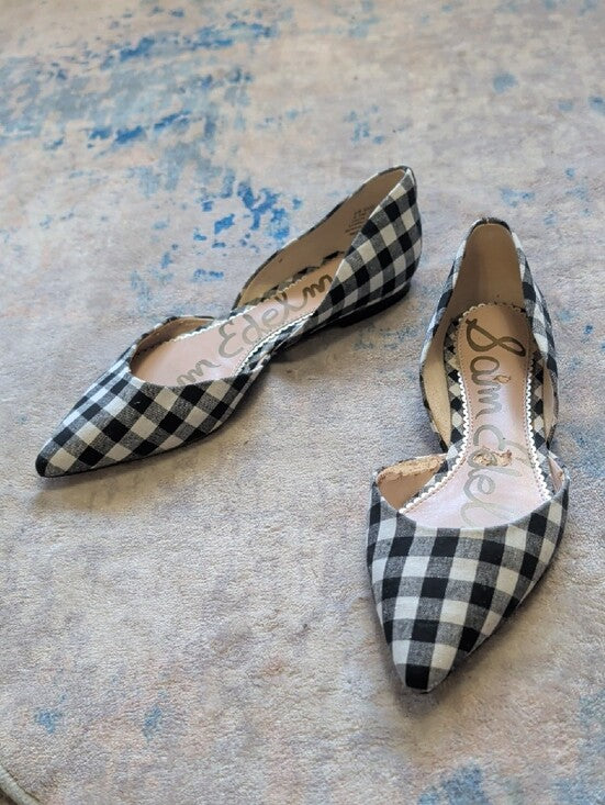 Sam Edelman Gingham Pointed D'Orsay Flats Women's 8.5 US