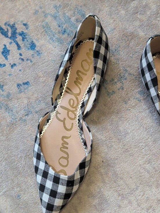 Sam Edelman Gingham Pointed D'Orsay Flats Women's 8.5 US