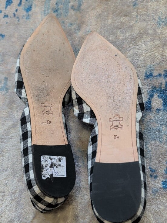 Sam Edelman Gingham Pointed D'Orsay Flats Women's 8.5 US