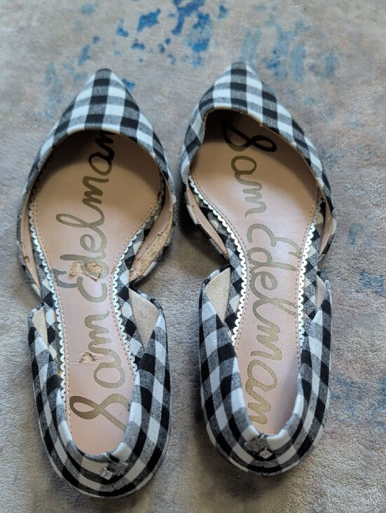 Sam Edelman Gingham Pointed D'Orsay Flats Women's 8.5 US