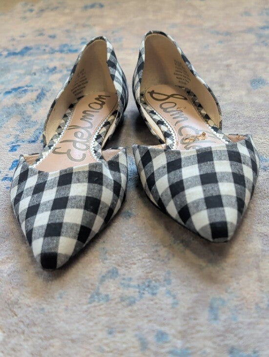 Sam Edelman Gingham Pointed D'Orsay Flats Women's 8.5 US
