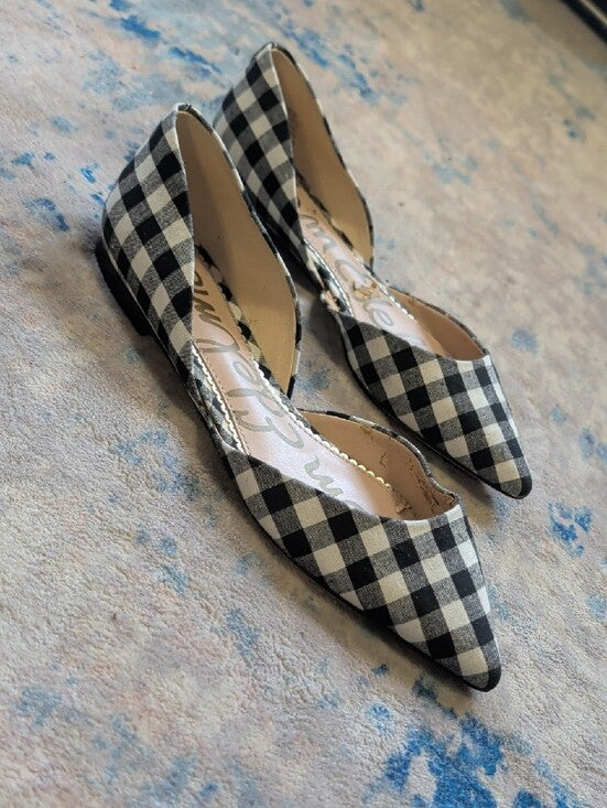 Sam Edelman Gingham Pointed D'Orsay Flats Women's 8.5 US