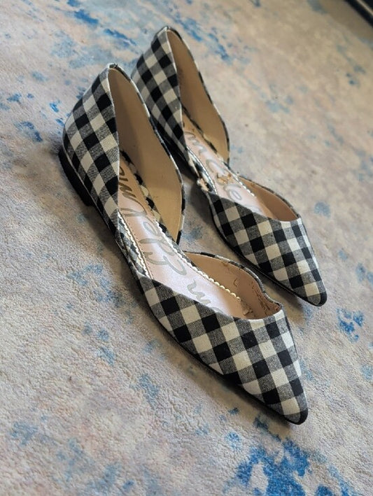 Sam Edelman Gingham Pointed D'Orsay Flats Women's 8.5 US