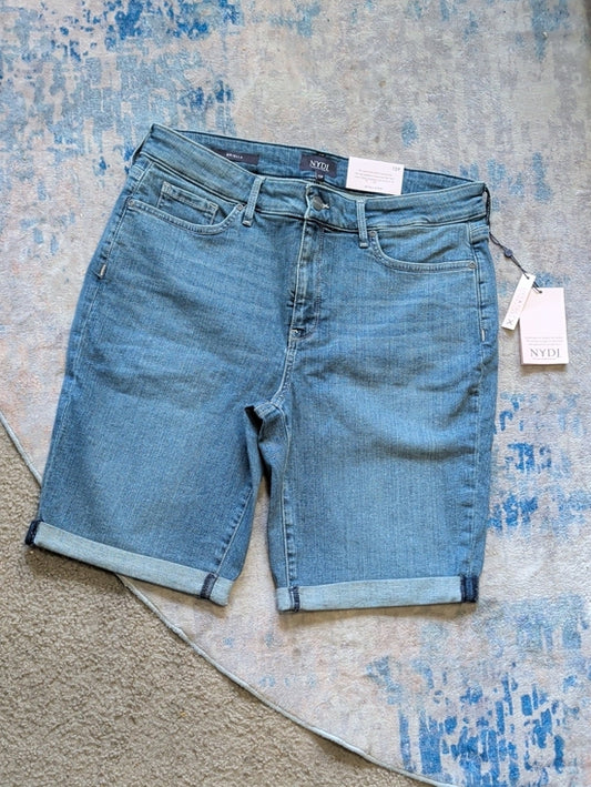 NYDJ Mid Wash Denim Bermuda Shorts with Rolled Cuffs NWT