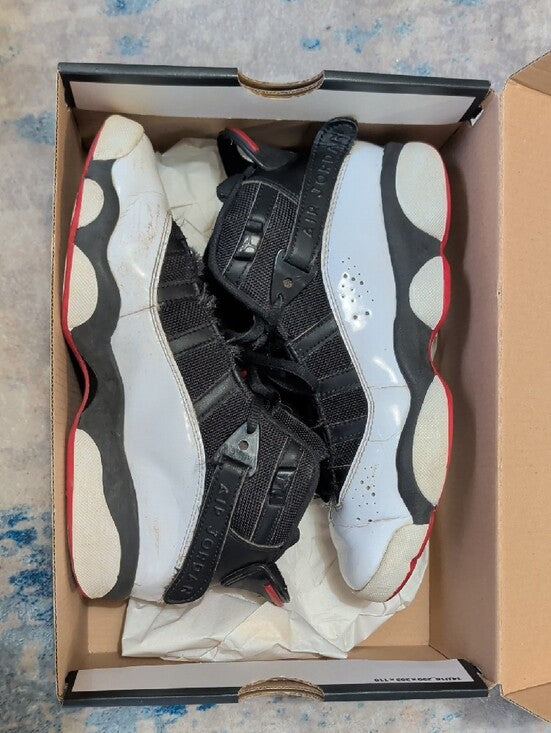 Jordan Boys 6 Rings Shoes (GS) Size 5Y/7T Black Red White Nike Basketball High-Tops 2008