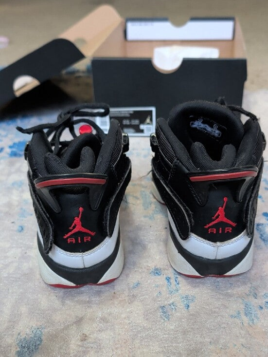 Jordan Boys 6 Rings Shoes (GS) Size 5Y/7T Black Red White Nike Basketball High-Tops 2008