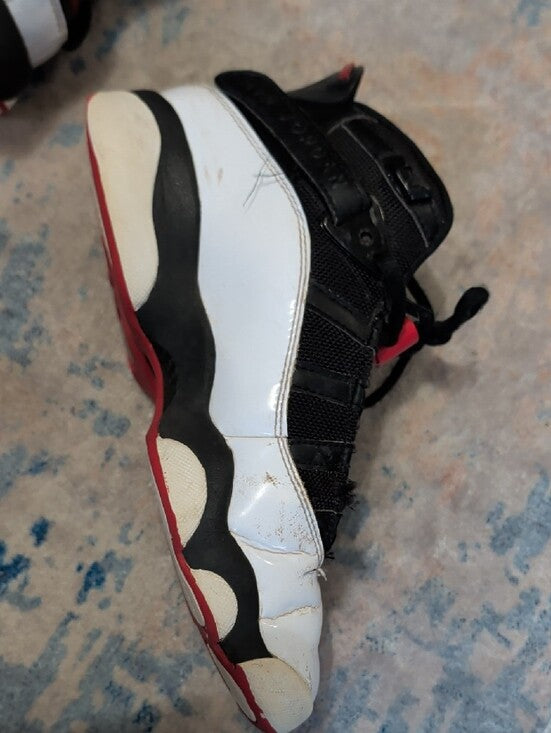 Jordan Boys 6 Rings Shoes (GS) Size 5Y/7T Black Red White Nike Basketball High-Tops 2008