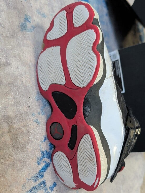 Jordan Boys 6 Rings Shoes (GS) Size 5Y/7T Black Red White Nike Basketball High-Tops 2008