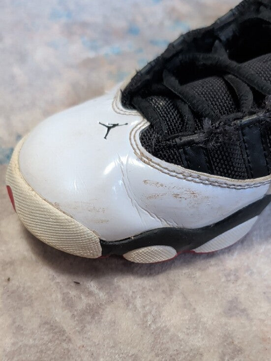 Jordan Boys 6 Rings Shoes (GS) Size 5Y/7T Black Red White Nike Basketball High-Tops 2008