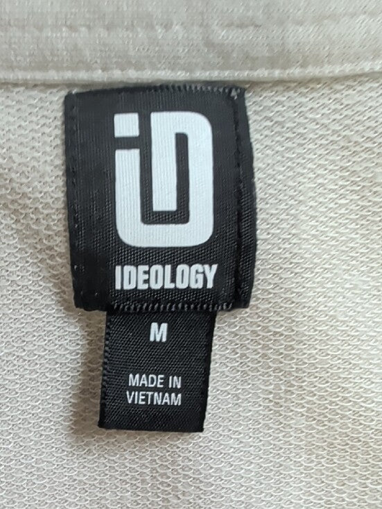 Ideology Open V-Neck Cream Polo Shirt Men's Medium
