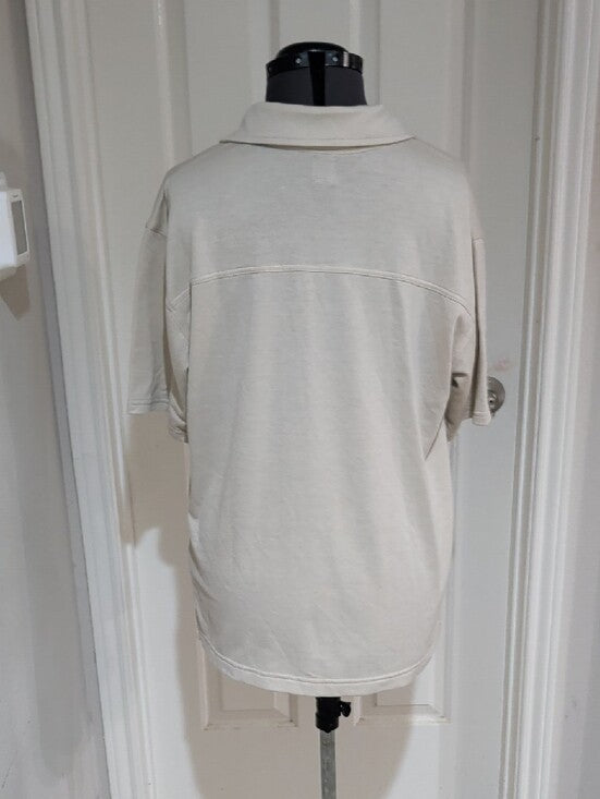 Ideology Open V-Neck Cream Polo Shirt Men's Medium