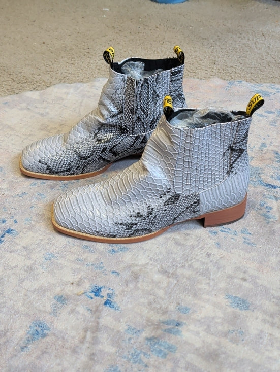 Faux Python Skin Pull-On Chelsea Boots Men's 42/ US 9 New!