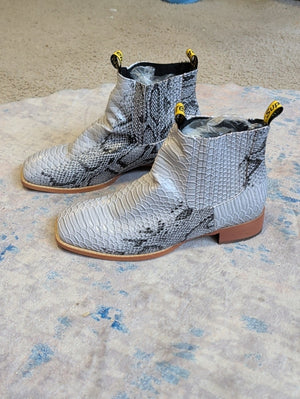 Faux Python Skin Pull-On Chelsea Boots Men's 42/ US 9 New!