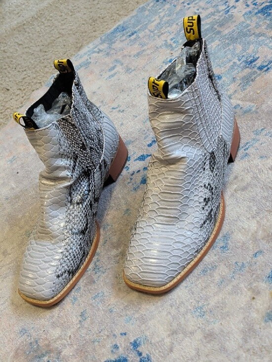 Faux Python Skin Pull-On Chelsea Boots Men's 42/ US 9 New!