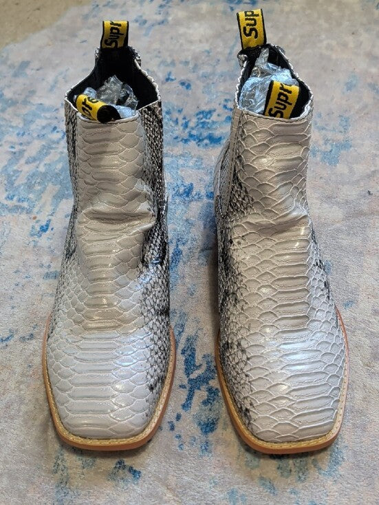Faux Python Skin Pull-On Chelsea Boots Men's 42/ US 9 New!
