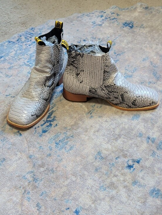 Faux Python Skin Pull-On Chelsea Boots Men's 42/ US 9 New!