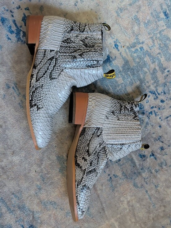 Faux Python Skin Pull-On Chelsea Boots Men's 42/ US 9 New!