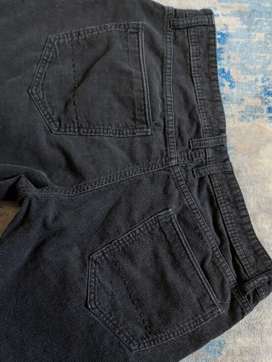 Retro 70's JCPenny Men's Black Fine Corduroy Raw-Hem Denim Shorts 34x30