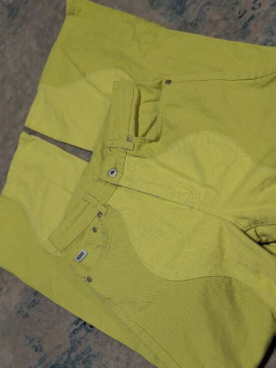 Ragged Priest Jeans Lime Green Wave-Panel Wide Leg High Rise Jeans Women's 26