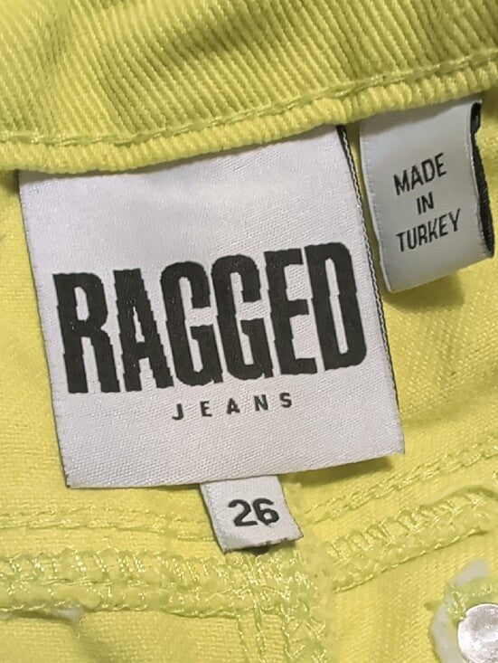 Ragged Priest Jeans Lime Green Wave-Panel Wide Leg High Rise Jeans Women's 26
