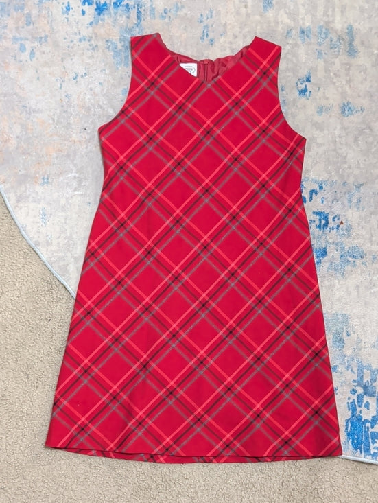 Talbots Kids Red Plaid Sleeveless A-Line Dress Girls 12