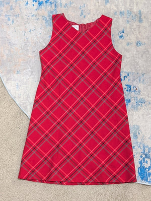 Talbots Kids Red Plaid Sleeveless A-Line Dress Girls 12
