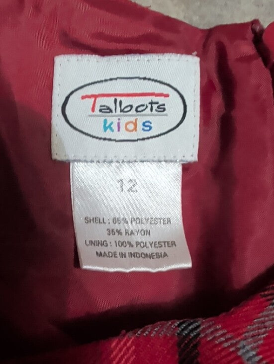Talbots Kids Red Plaid Sleeveless A-Line Dress Girls 12