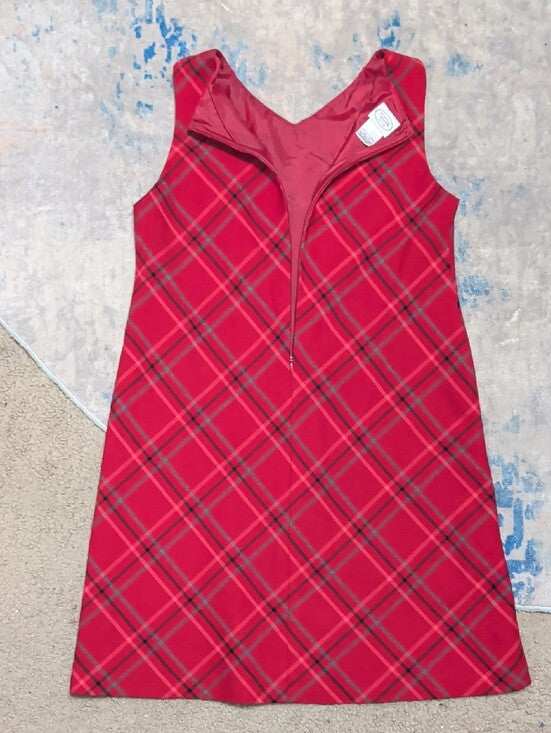 Talbots Kids Red Plaid Sleeveless A-Line Dress Girls 12