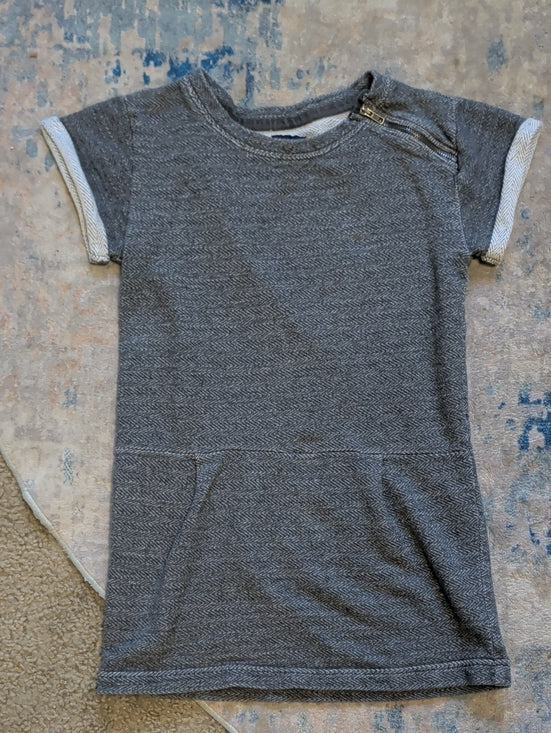 GAP Gray Short Sleeve Knit Dress with Shoulder Zip Girls Medium (8)