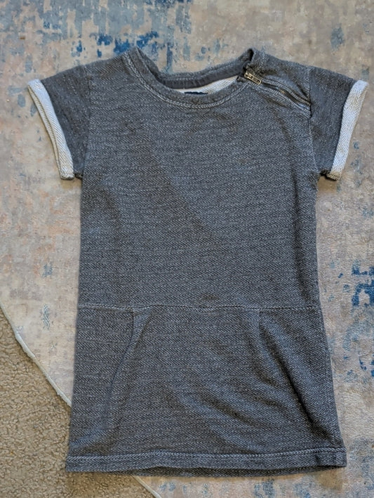 GAP Gray Short Sleeve Knit Dress with Shoulder Zip Girls Medium (8)