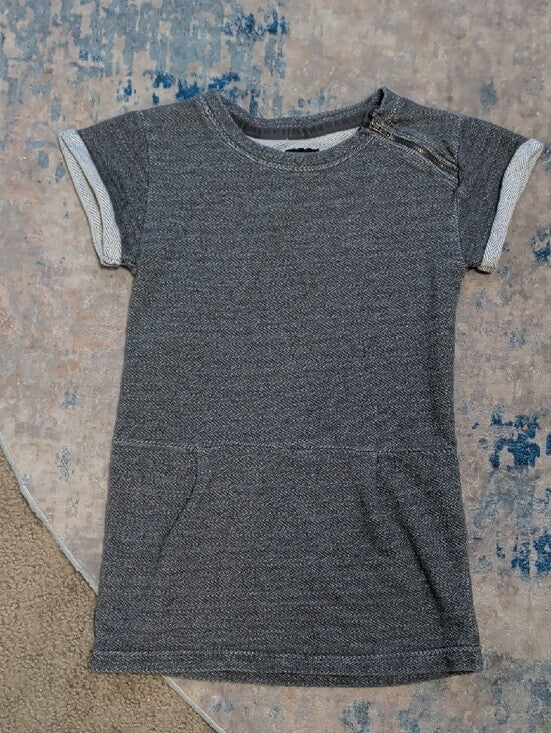 GAP Gray Short Sleeve Knit Dress with Shoulder Zip Girls Medium (8)