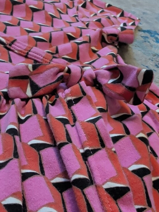 Diane Von Furstenburg Girls Pink Geometric Wrap-Style Casual Dress Medium (8)