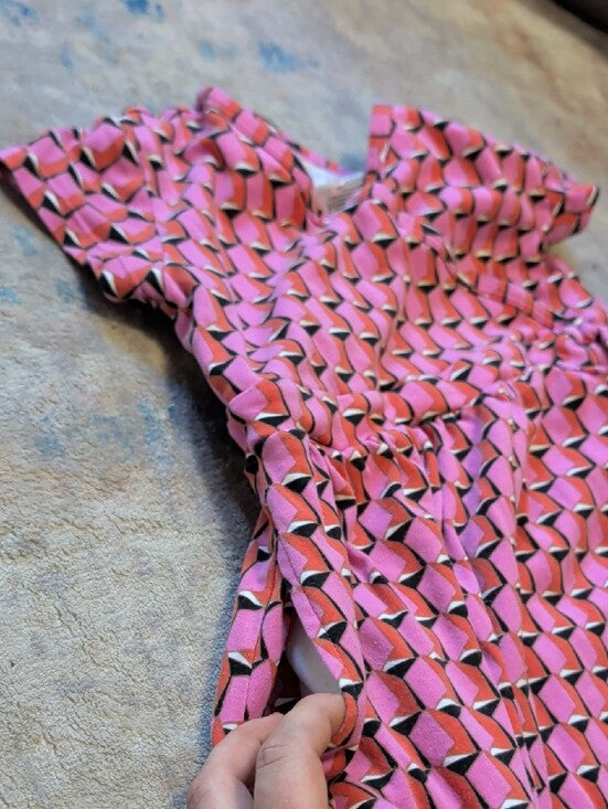 Diane Von Furstenburg Girls Pink Geometric Wrap-Style Casual Dress Medium (8)