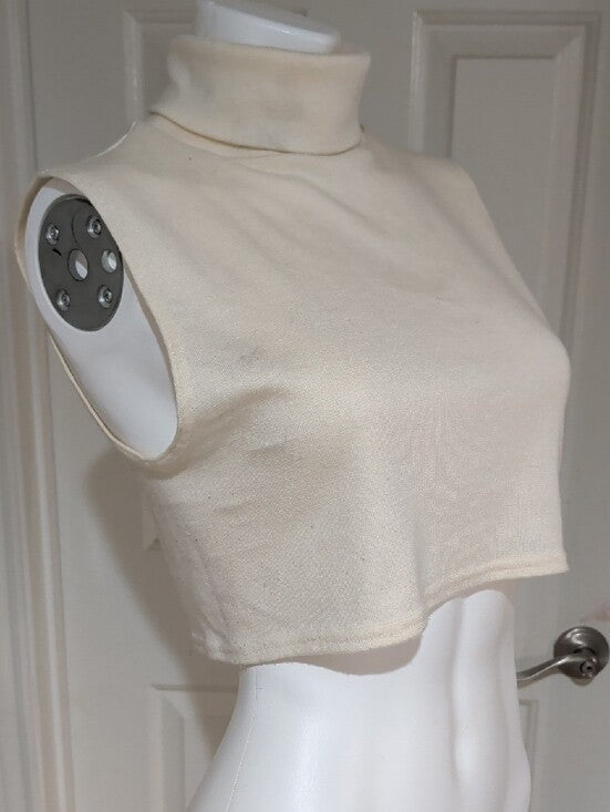 White Stag Sleeveless Turtleneck Crop Top in Cream Women's L/XL
