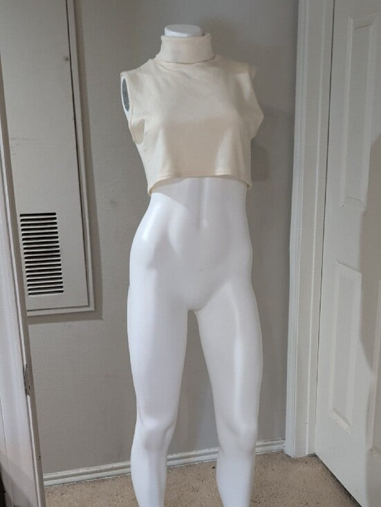 White Stag Sleeveless Turtleneck Crop Top in Cream Women's L/XL
