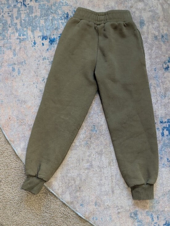 Kids Olive Green Sweat Joggers with Orange Patch Logo T4