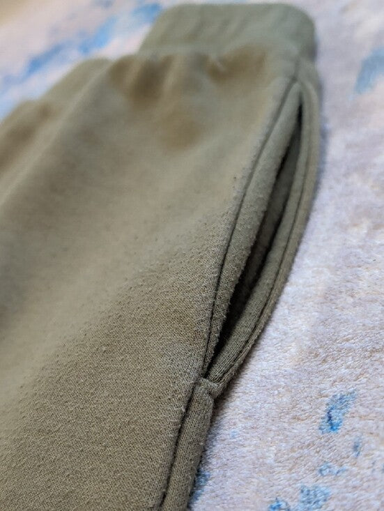 Kids Olive Green Sweat Joggers with Orange Patch Logo T4