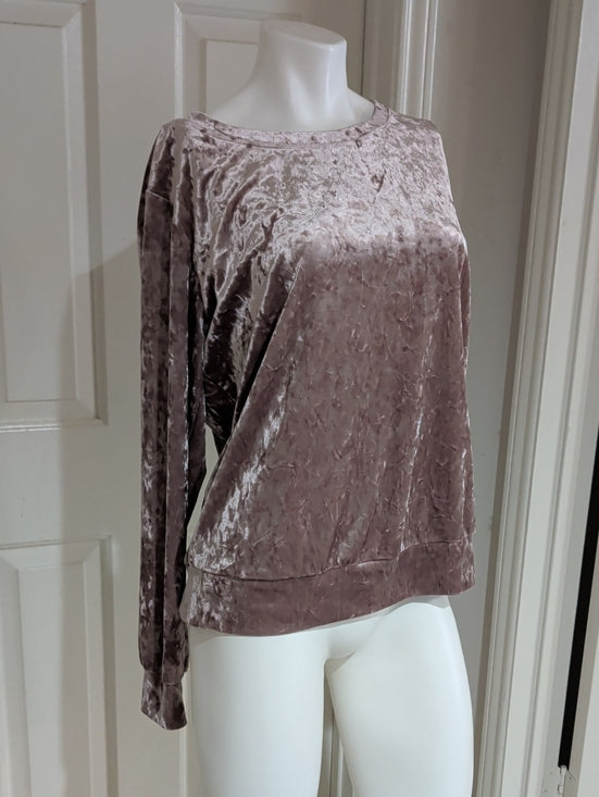 Matty M Crushed Velvet Mauve Blush Pullover Women's L