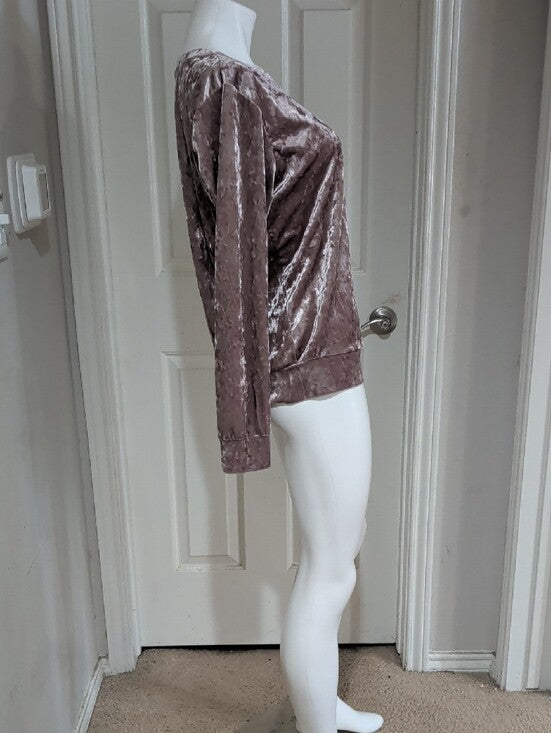 Matty M Crushed Velvet Mauve Blush Pullover Women's L