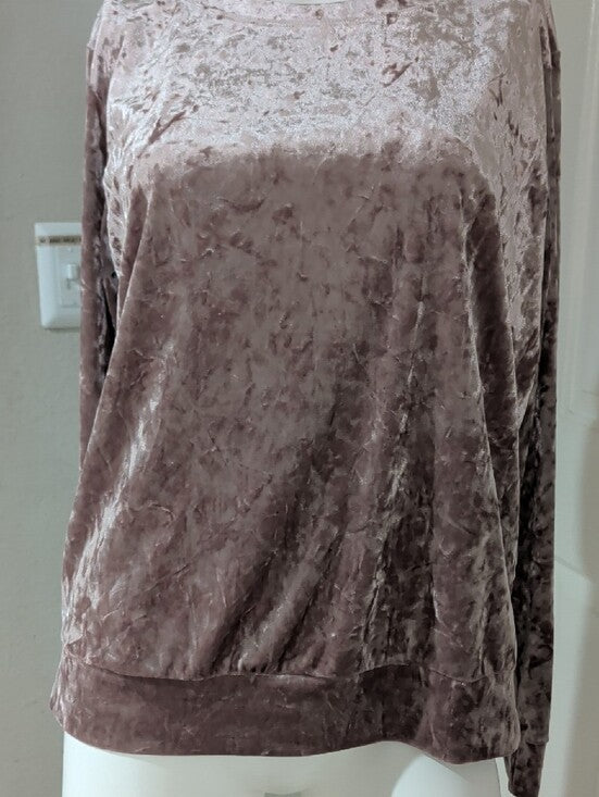Matty M Crushed Velvet Mauve Blush Pullover Women's L