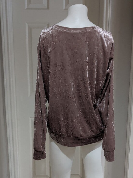 Matty M Crushed Velvet Mauve Blush Pullover Women's L