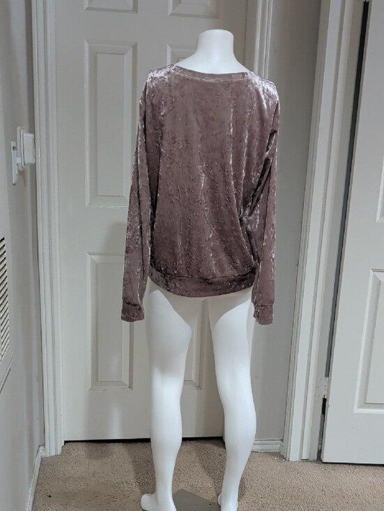 Matty M Crushed Velvet Mauve Blush Pullover Women's L