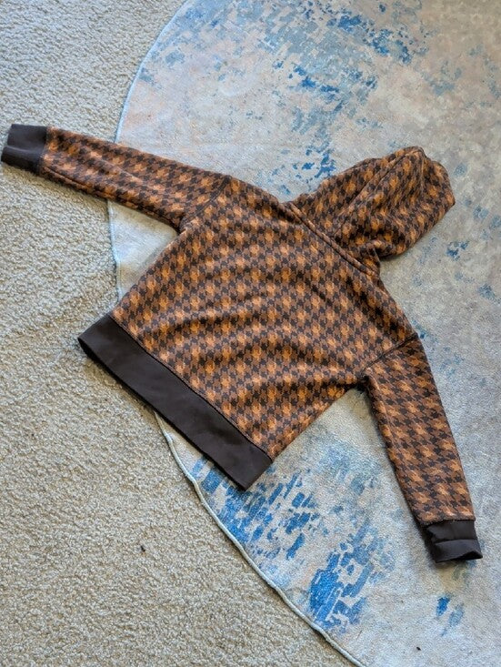 GAP Brown Houndstooth Kids Hooded Sweatshirt with DAP Logo XS