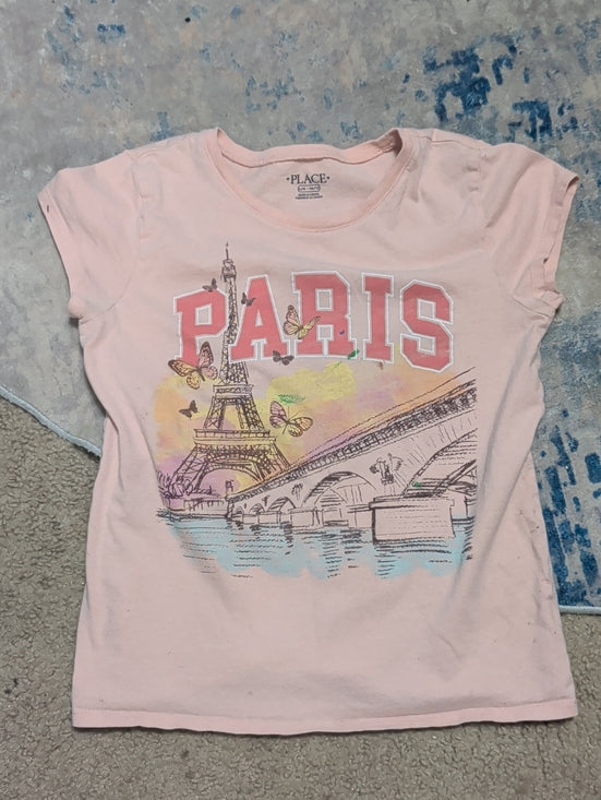 The Children's Place Pink Paris Eiffel Tower Graphic Tee Girls Large
