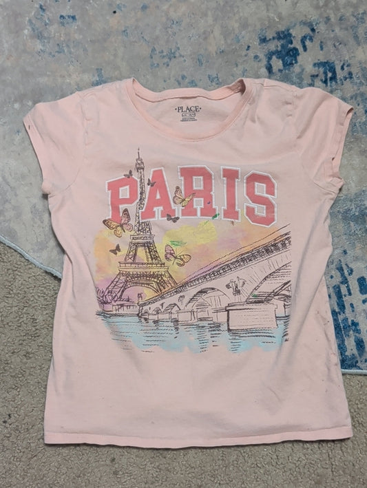 The Children's Place Pink Paris Eiffel Tower Graphic Tee Girls Large