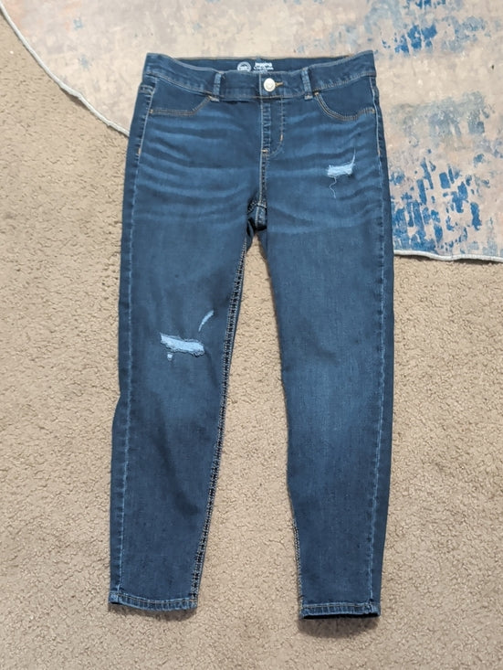 Wonder Nation Dark Blue Skinny Jeans with Light Distress Girls Large (10-12)